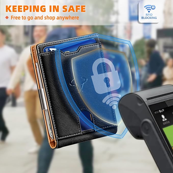 BULLIANT Men Wallet Airtag&Standard Use,Slim Front Pocket Wallet Money Clip for Gifg Men RFID Blocking 11Cards