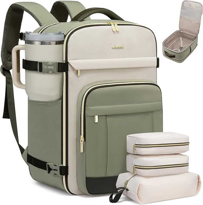 LOVEVOOK 40L Travel Backpack for Women & Men - 17.3 Inch Carry On Backpack & Personal Item Backpack for Airlines, Spacious and Durable Design, with 3 Packing Cubes