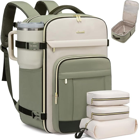 LOVEVOOK 50L Travel Backpack for Women & Men - 18 Inch Carry On Backpack & Personal Item Backpack for Airlines, Spacious and Durable Design, with 3 Packing Cubes