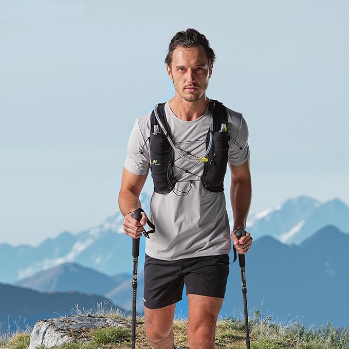 N NEVO RHINO Running Hydration Vest with 1.5L Water Bladder & Dual 500ml Soft Flask for Men Women,Adjustable Lightweight 5L Water Backpack for Hiking Trail Running Marathon Cycling