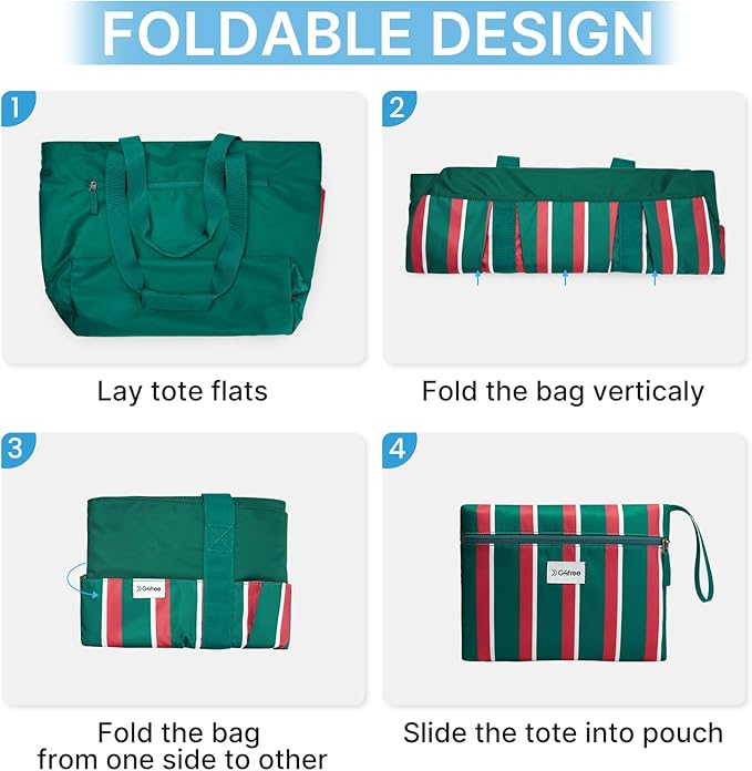 G4Free Beach Bag,Waterproof Beach Tote Pool Bags for Women,Compatible with Stanley Cup,Foldablefor Weekender Travel