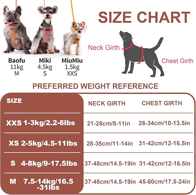 Puppytie No Pull Small Dog Harness with Multifunction Dog Leash,Lightweight Soft Adjustable No Choke Escape Proof Pet Harness Vest Pet Harness Vest,Brown Caramel,S