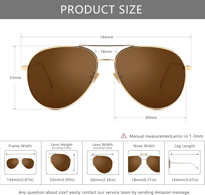 SUNGAIT Women's Lightweight Oversized Aviator Sunglasses - Classic Style Polarized Lens