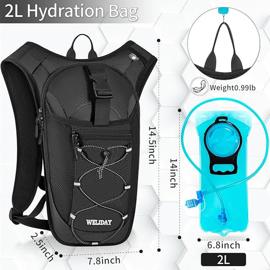 Hydration Backpack with Leak Proof Water Bladder, Lightweight Hydro Water Daypack for Rave, Cycling, Running, Hiking, Climbing