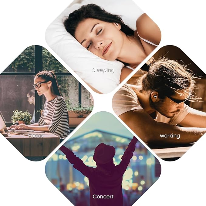 Earplugs for Sleeping,Noise Reduction Soft Silicone Ear Plugs with 7 Pairs Ear Tips&One Connection Cord,Hearing Protection Reusable Earplugs for Sleeping,Concert, Work&Sound Reduction 25dB-30db