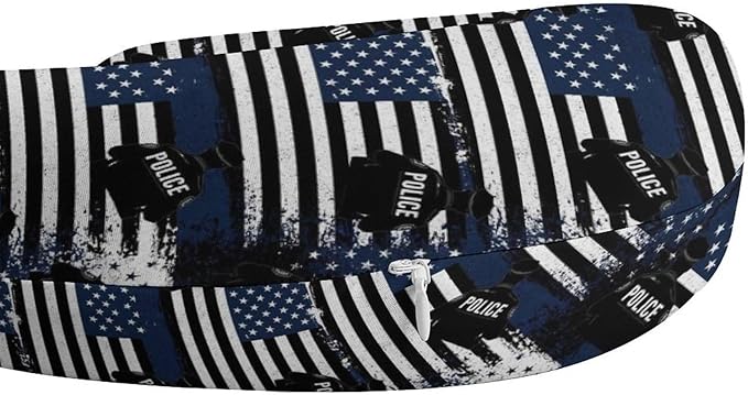 Travel Neck Pillow Memory Foam Chin Cushion America Thin Blue Line Flag Police, Washable Cover for Men Women Youth Airplane Car Pain Relief