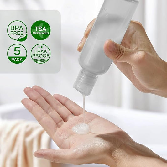 Travel Bottles for Toiletries 3.4 oz - Travel Size Containers for Shampoo Plastic - Small Empty Lotion Squeeze Bottle for Liquid TSA Approved - Leak Proof Mini Conditioner Refillable Clear 100ml