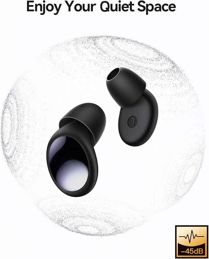 Ear Plugs for Sleeping 45dB Noise Cancelling Ear Plugs for Noise Reduction & Snoring, Concerts, Earplugs for Sleep, Sider Sleepers Airplane, Silicone Earplugs Reusable Concert Ear Plug +8Tip Obsidian