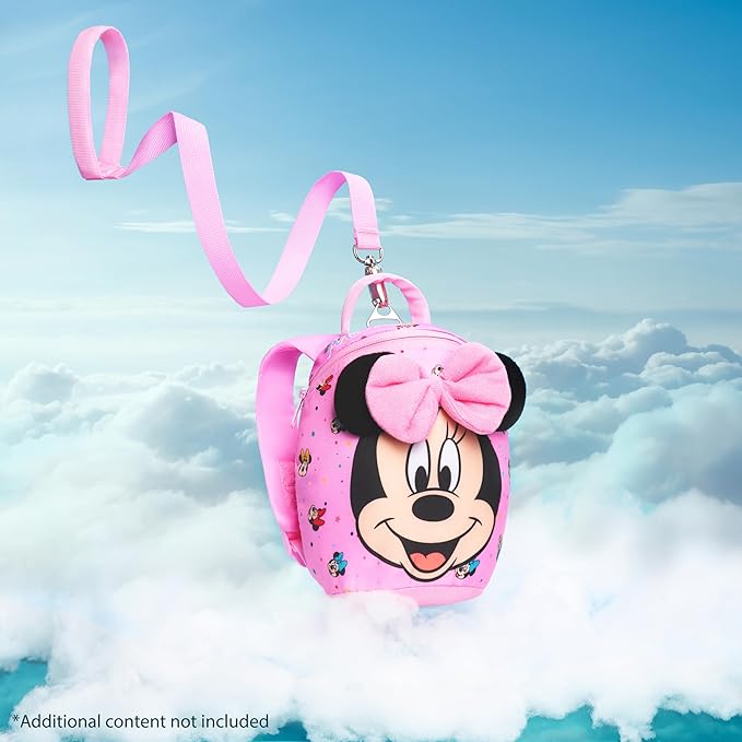 Disney Minnie Mouse Mini Backpack with Toddler Safety Harness for Girls 9x8” Daycare Bag Backpack with Leash Preschool Outdoor Travel Gifts