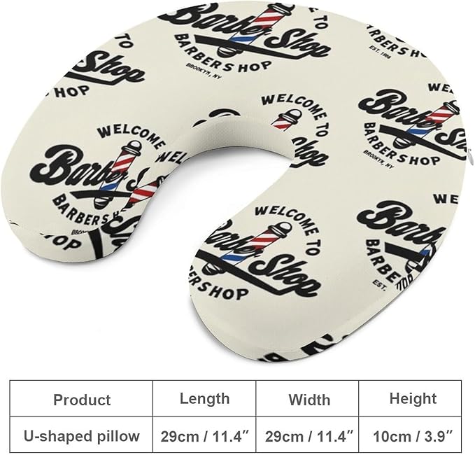Men’s Comfort U-Shaped Neck Pillow Memory Foam Travel, Barber Shop Flag U-Shape, Breathable Car Airplane Support