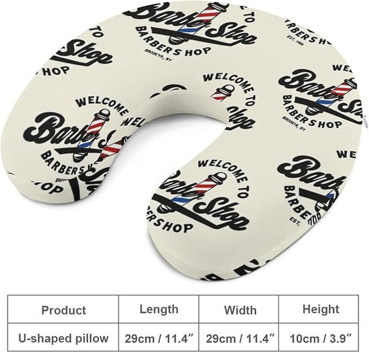 Men’s Comfort U-Shaped Neck Pillow Memory Foam Travel, Barber Shop Flag U-Shape, Breathable Car Airplane Support