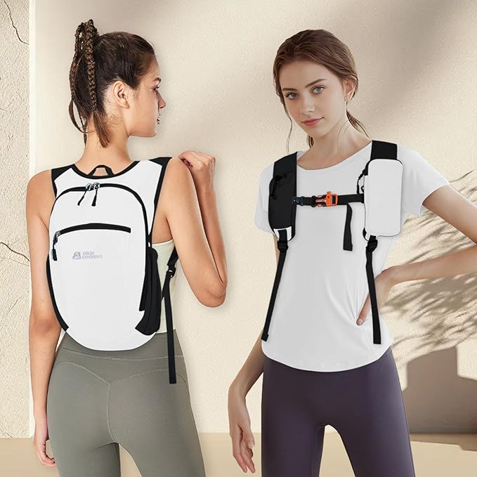 HIGH EXPERIENCE Hiking Backpack 10L/15L Small Daypack Lightweight Packable Travel Foldable Water Resistan for Women Men (White, 15L)