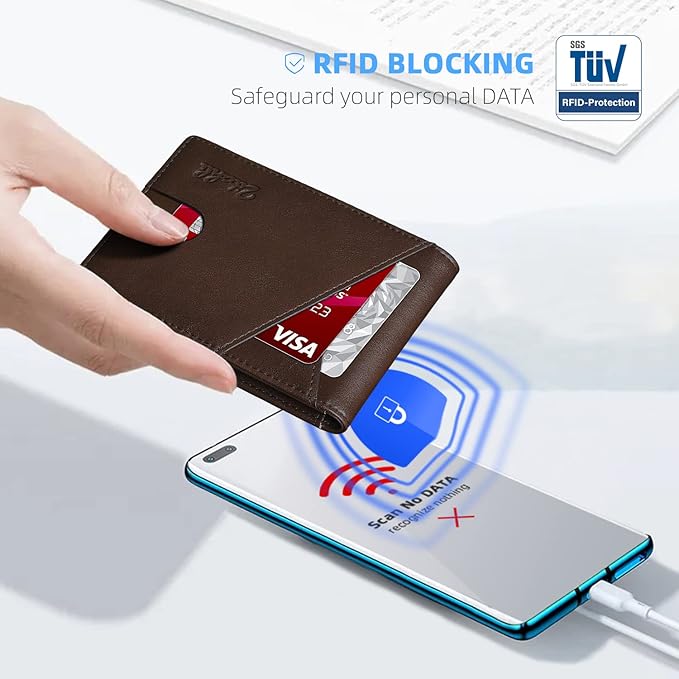 Zitahli Wallet for Men - with Money Clip Slim Leather Slots Credit Card Holder RFID Blocking Bifold Minimalist Wallets with Gift Box