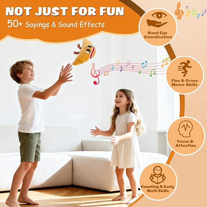 Flip & Pass The Croissant, Electronic Interactive Game, Hilarious Family Party Games for Kids Ages 3, 4-8+, Indoor/Outdoor Toys, 3 4 5 6 7 8 Year Old Girl & Boy Birthday Gift, Christmas & Travel Fun