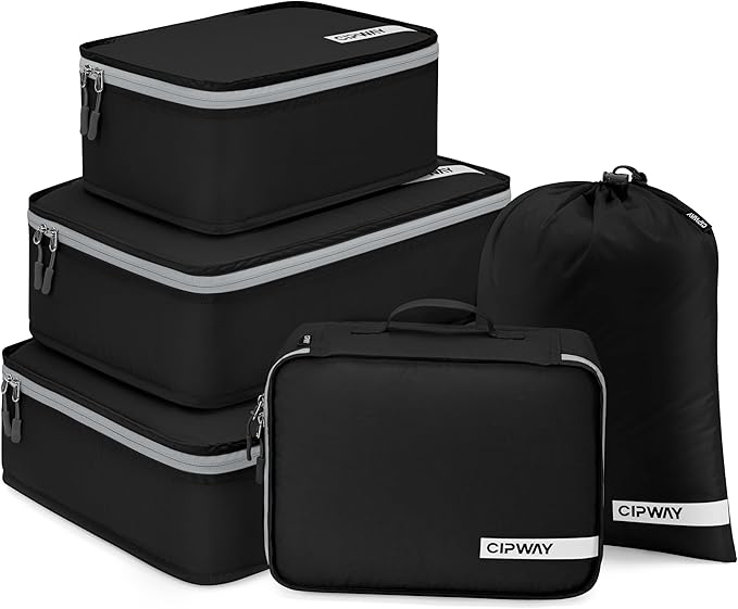 Cipway 5 Set Packing Cubes for Travel Suitcase Organizer for Accessories Luggage Carry On Suitcase Lightweight Black