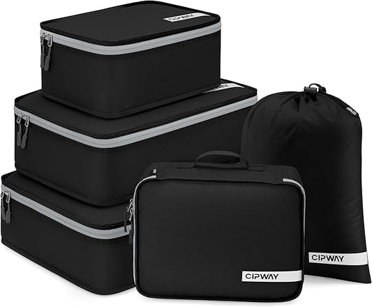 Cipway 5 Set Packing Cubes for Travel Suitcase Organizer for Accessories Luggage Carry On Suitcase Lightweight Black