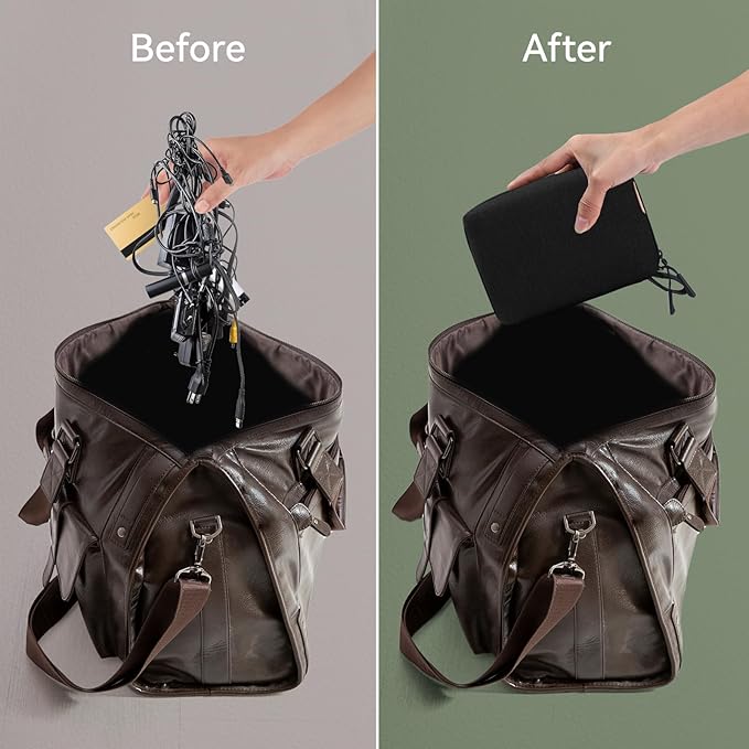 SIMTOP Electronics Organizer Cord Organizer Travel, Small Tech Bag for Cords, Chargers, Power Bank, Earbuds – Portable Cable Pouch for Office, Business Trip, Commute – Water & Scratch-Resistant