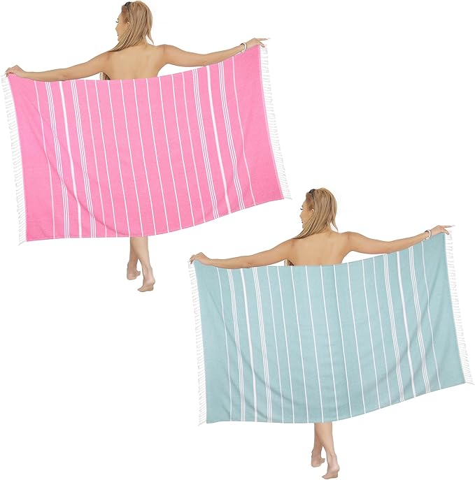 Beach Towel 2 Pack,Sand Free Beach Towels Oversized 39 x 72,Turkish Beach Towel Quick Dry Towel,Lightweight Pool Towels for Adults Travel Towel,Cool Beach Accessories Super Absorbent Towels