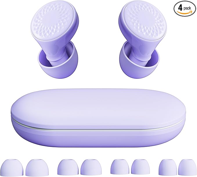 Ear Plugs for Sleeping Noise Cancelling, 45dB for Noise Reduction, Noise-Reducing Earplugs for Sleeping, Concerts, Shooting, Silicone Hearing Protection Earbuds with 8 Eartips (Purple, One Size)