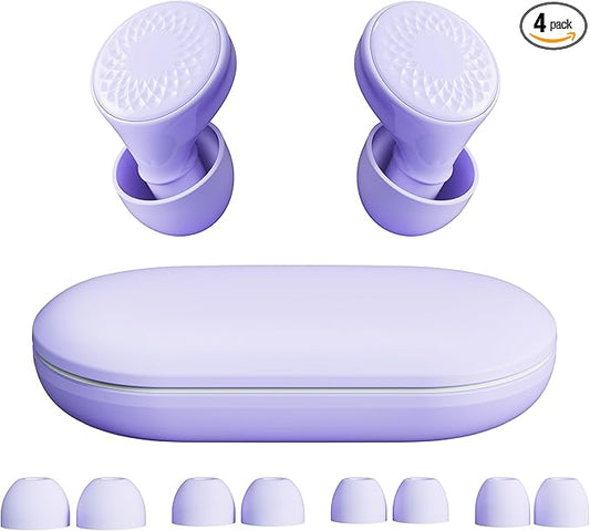 Ear Plugs for Sleeping Noise Cancelling, 45dB for Noise Reduction, Noise-Reducing Earplugs for Sleeping, Concerts, Shooting, Silicone Hearing Protection Earbuds with 8 Eartips (Purple, One Size)