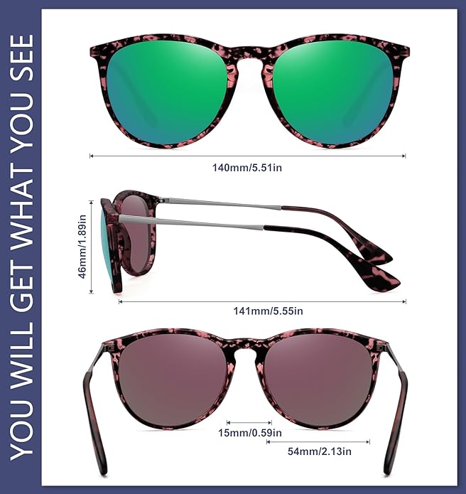Retro sunglasses womens 2024 trendy round classic glasses