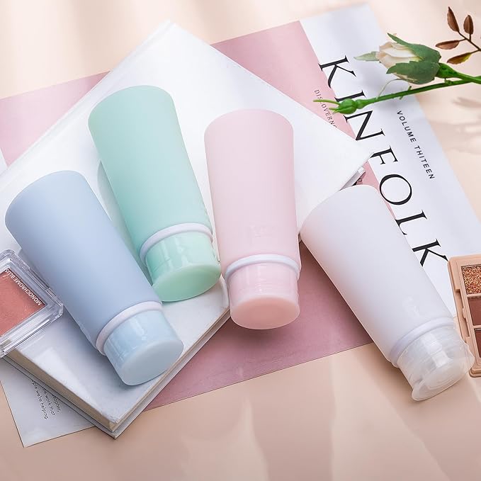 Valourgo Travel Bottles for Toiletries Tsa Approved Travel Size Containers BPA Free Leak Proof Travel Tubes Refillable Liquid Travel Accessories for Cosmetic Shampoo and Lotion Soap for travel, 4Pcs