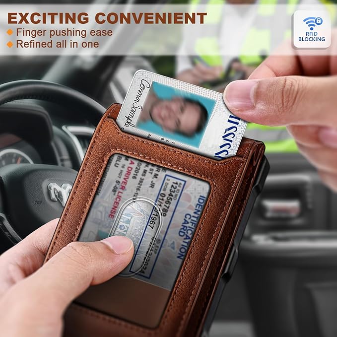KEMISANT Men Wallet,Slim Wallet Card Case With Magnetic Billfold Flip,Pop-up Access for 12Cards RFID Blocking