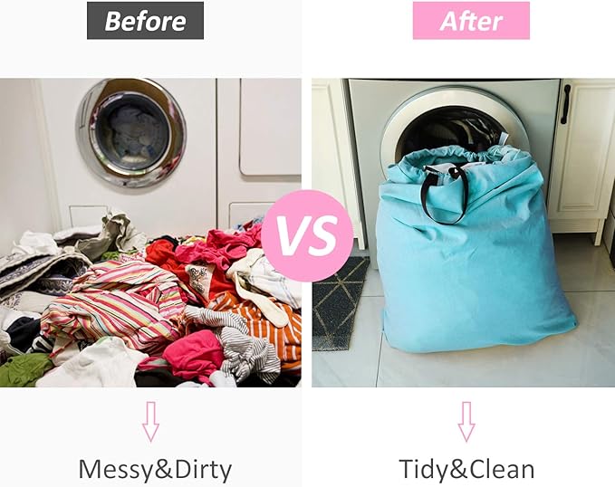 SWISSELITE Laundry Bag with Handle and Drawstring, Large Heavy Duty Laundry Bag, 28 x 40 Inches Travel Dirty Clothes Bag for Laundromat and Household