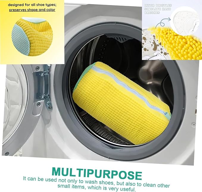 2Pcs Yellow Shoe Washing Machine Bags, Reusable Shoe Washing Bag for Machine Can Be Cleaned 360° Around.Durable Laundry Bag Side Zipper. Laundry Bag Suitable for Sizes of Different Sizes