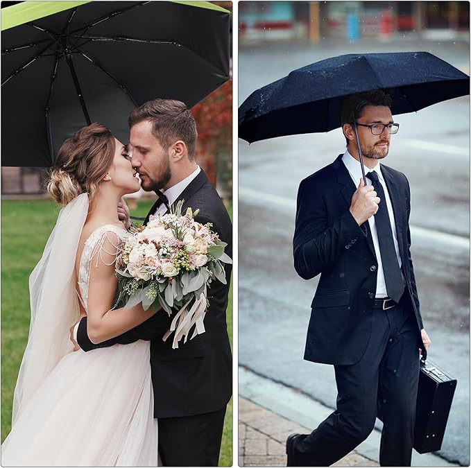Jexine 6 Pcs Travel Compact Umbrella Automatic Open Close Windproof Small Light Backpack Purse Car Portable Collapsible Umbrella for Rain, Men Women