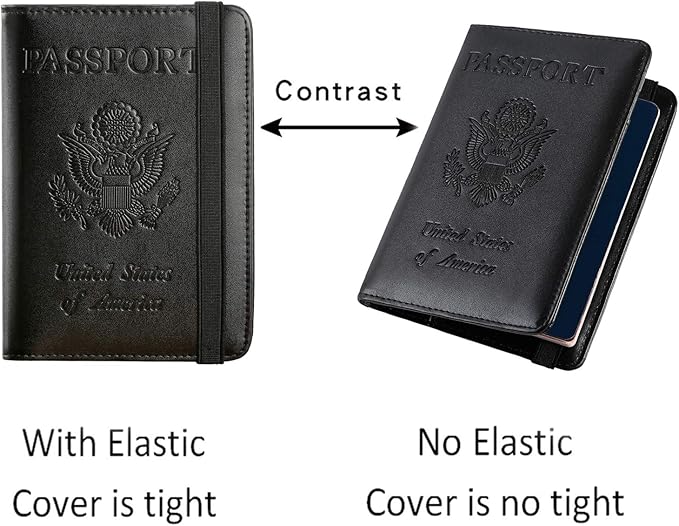 Passport Holder Cover Wallet Travel Essentials RFID Blocking Leather Card Case International Must Haves Travel Accessories for Women Men(101#Black)
