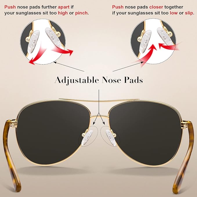 CARFIA Retro Trendy Pilot Sunglasses for Women Polarized UV Protection, Lightweight Outdoor Driving Lady Sunnies Metal Frame