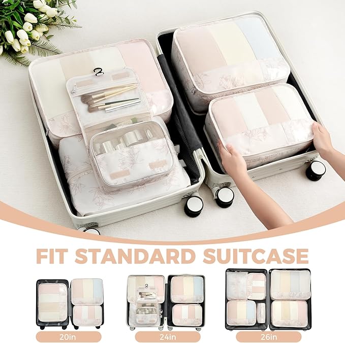 BAGAIL 9 Set Packing Cubes Luggage Packing Organizers for Travel Accessories