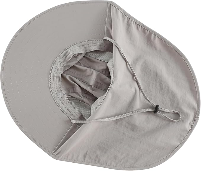 LLmoway Wide Brim Sun Hat with Neck Flap for Men Women Summer Outdoor UV Protection Breathable Fishing Hats with Strap