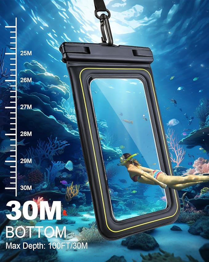 Waterproof Phone Pouch 2 Pack, IP68 Floating Waterproof Phone Case, Up to 8.3" Dry Bag for iPhone 16 15 14 13 Pro Max Samsung S25 Ultra S24 S23, Kayak/Beach/Cruise Travel Essentials Black