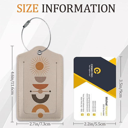 Boho 3 Pack Luggage Tag for Suitcase, Leather Bag Tags with Privacy Cover ID Label and Durable Steel Loop for Cruise Airport Travel