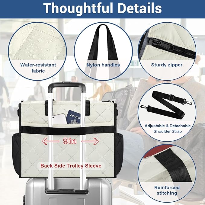 IBFUN Utility Tote Bag with 14/24 Pockets Zip Top Teacher Tote Bag for Teacher/Work Women