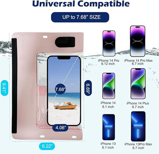 Vacuum Cell Phone Waterproof Phone Pouch iPhone Casemate Waterproof Phone case with Lanyard Small Water Proof Pouch Water Phone Protector Water case for Phone case Water Proof IP68 Max 7” Pink