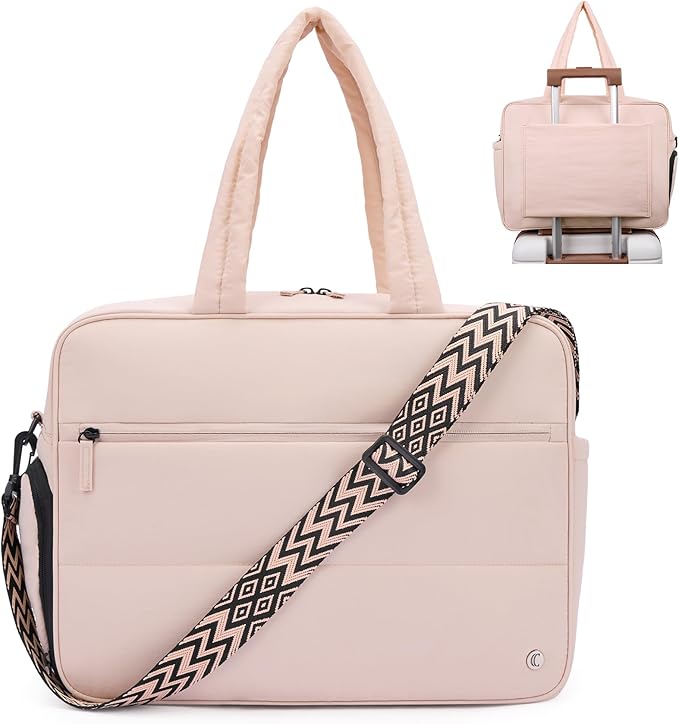 CLUCI Weekender Travel Bag for Women Puffer Tote Bag Carry On Duffle Overnight Bags with Shoe Compartment