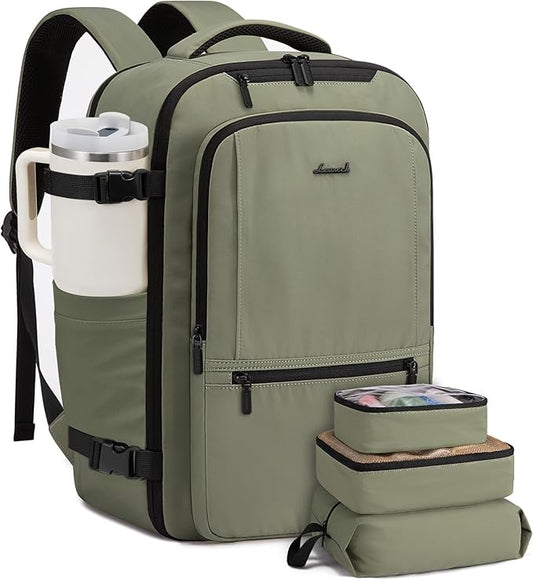 LOVEVOOK Travel Backpack for Women & Men, 50L Large Carry On Backpack Airline Approved, TSA Personal Item Weekender Bag, Water Resistant Laptop Backpacks with 3 Packing Cubes for Travel Essentials