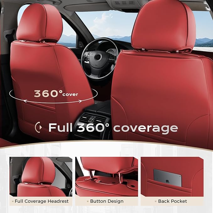Coverado Seat Covers, Car Seat Covers Front Seats, Car Seat Cover, Car Seat Protector Waterproof, Car Seat Cushion Nappa Leather, Seat Covers Carseat Cover Universal Fit for Most Cars