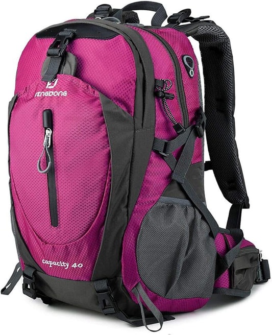 FENGDONG 40L Waterproof Lightweight Outdoor Daypack Hiking,Camping,Travel Backpack for Women Men Pink
