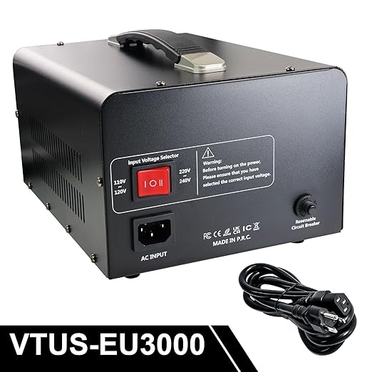 Yinleader 3000W Voltage Converter Transformer(110V to 220V,220V to 110V) Step Up/Down Converter 110/120 Volt - 220/240 Volt w/US Standard Power Cord,Circuit Breaker Protection (VTUS-EU3000)