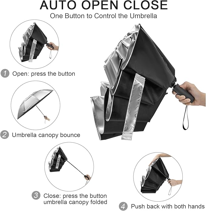 G4Free 42/46/54/62 Inch Large Golf Umbrella Compact Reverse Travel Umbrella 10 Ribs Windproof for Rain Double Canopy Automatic Open Close