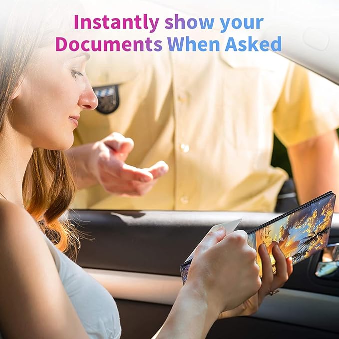 Car Registration and Insurance Holder,PU Leather Car License Document Insurance and Registration Card Holder Men Women Vehicle Glove Box Organizer Auto Accessories-Beach Sunset