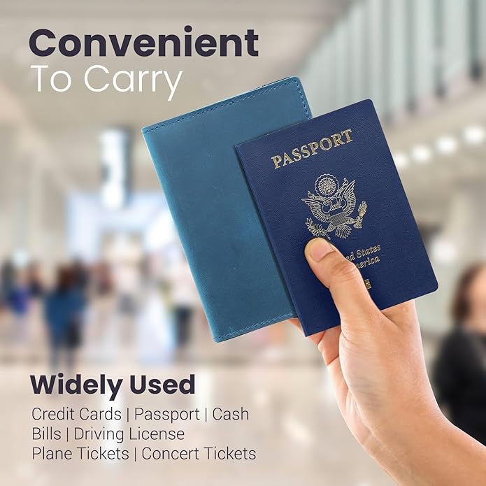 Retro Travel Genuine Leather Passport Holder with Folding Wallet Design