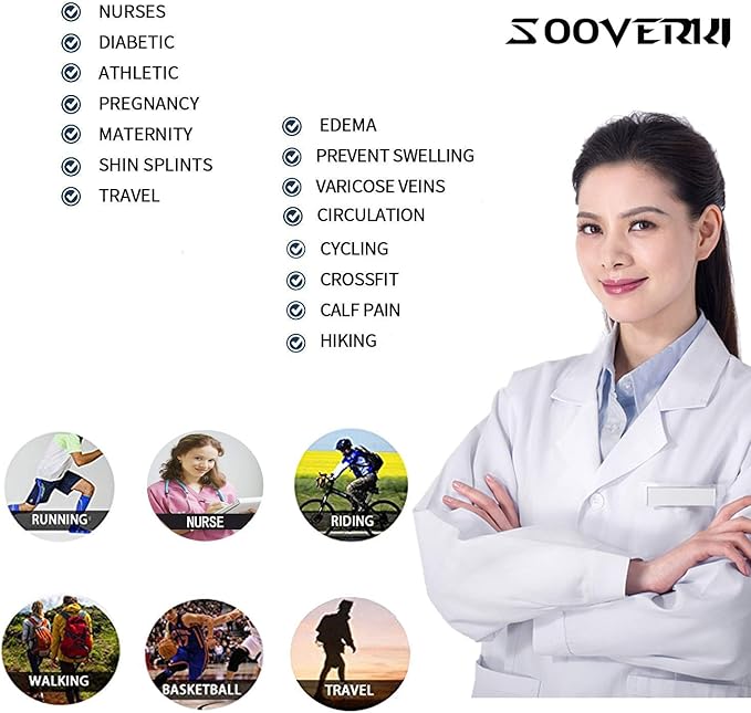 Graduated Copper Compression Socks for Men & Women Circulation 8 Pairs 15-20mmHg - Best for Running Athletic Cycling