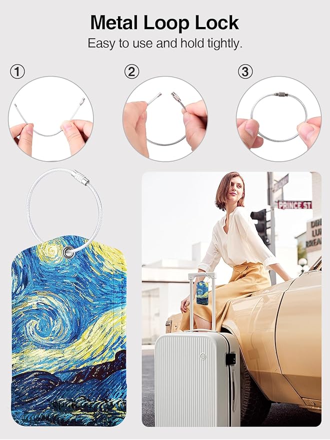 TopMade Smart Luggage Tag with Apple Find My, Premium Leather Luggage Tags for Suitcase, Travel Bags, Backpacks, Anti-Lost Suitcase Tag Tracker for Travel with Privacy Name Card, Rechargeable