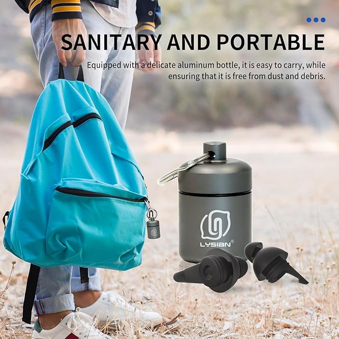 LYSIAN High-Fidelity Concert Ear Plugs– Reusable Noise-Reduction Festival Earplugs for Musician, Drummers, Party, Rave-Enjoy Clear Sound with -23dB Protection 2 Pairs Packs Black