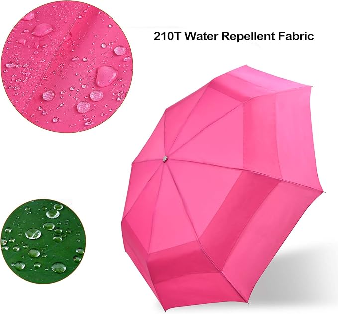 Lejorain Large Folding Golf Umbrella - Compact Mens Umbrellas Travel Rain and Windproof 54inch Collapsible Automatic Open Close Umbrella 210T Teflon Vented Double Canopy